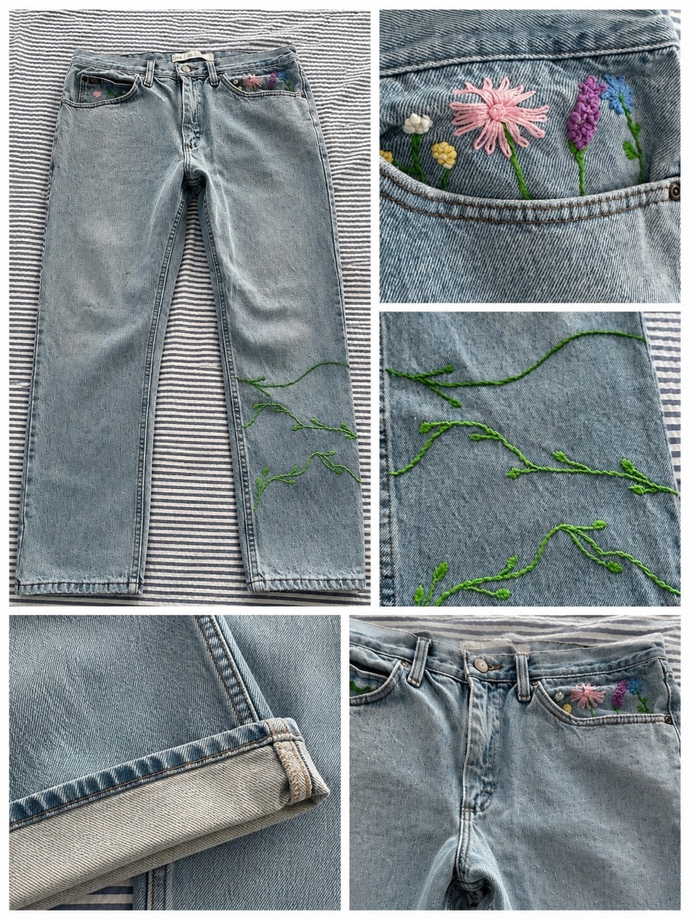 Embroidered Lee Jeans with Floral Detail